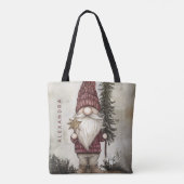 Christmas Gnome for the Holidays Custom Name Tote Bag (Achterkant)