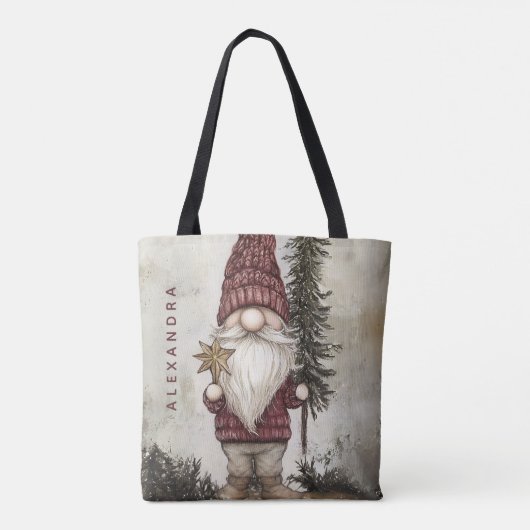 Christmas Gnome for the Holidays Custom Name  Tote Bag (Achterkant)