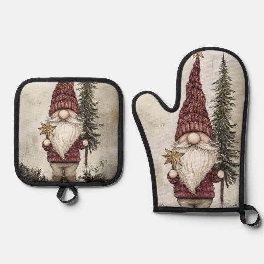 Christmas Gnome for the Holidays Ovenwant & Pannenlap Set (Voorkant)