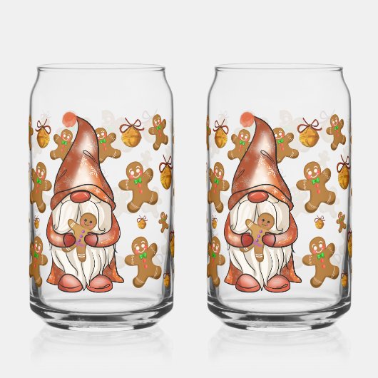 Christmas Gnome Holding Gingerbread Men | Festive Blikvorm Glas (Links)