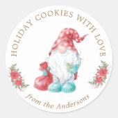 Christmas Gnome Holiday Cookie Exchange Monogram Ronde Sticker (Voorkant)