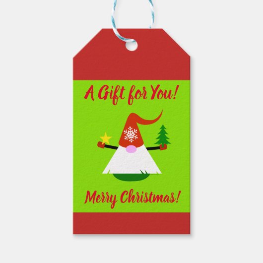 Christmas Gnome Holiday Gift Labels Cadeaulabel (Voorkant)