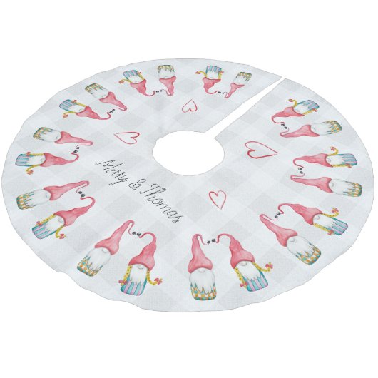 Christmas Gnome In Love Waterverf Monogrammed Kerstboom Rok (Gekanteld)