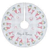 Christmas Gnome In Love Waterverf Monogrammed Kerstboom Rok (Voorkant)