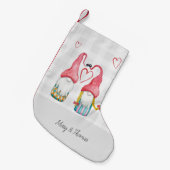 Christmas Gnome In Love Waterverf Monogrammed Kleine Kerstsok (Voorkant (Hangend))