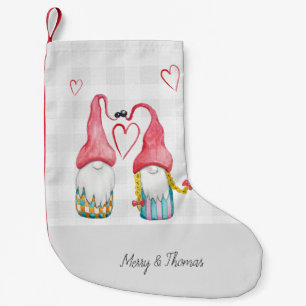 Christmas Gnome In Love Waterverf Monogrammed Kleine Kerstsok