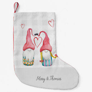 Christmas Gnome In Love Waterverf Monogrammed Kleine Kerstsok