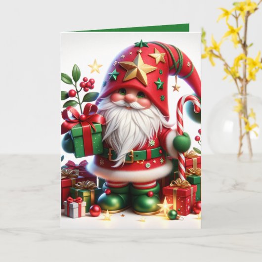 "Christmas Gnome"  Kaart (Gele Bloem)