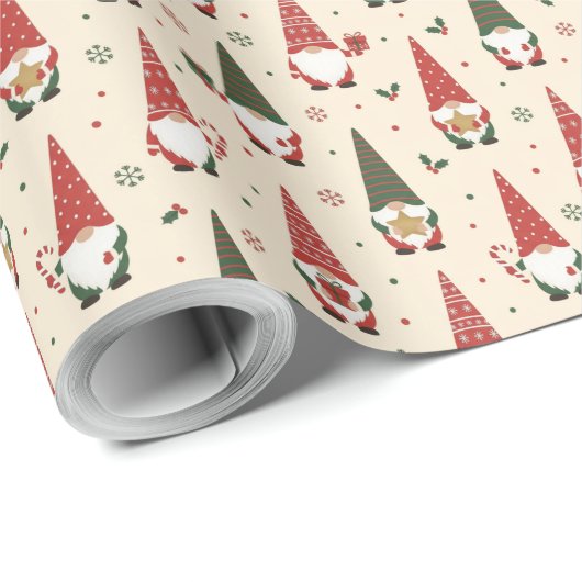 Christmas Gnome Party Pattern Cadeaupapier (Rol Hoek)