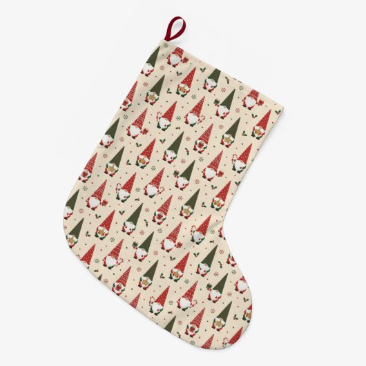 Christmas Gnome Party Pattern Grote Kerstsok (Voorkant (Hangend))