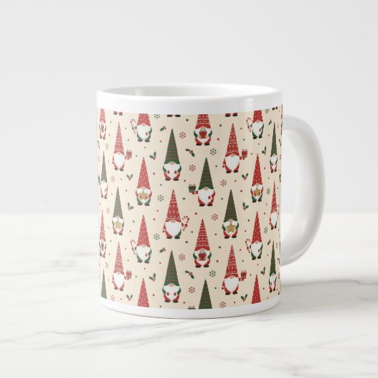 Christmas Gnome Party Pattern Grote Koffiekop (Voorkant rechts)