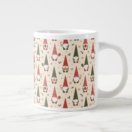 Christmas Gnome Party Pattern Grote Koffiekop (Rechts)