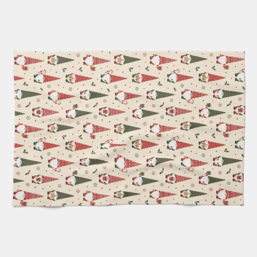 Christmas Gnome Party Pattern Theedoek (Horizontaal)