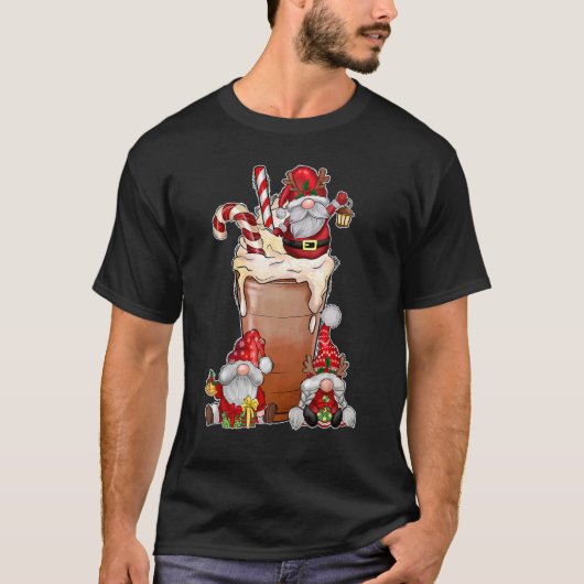 Christmas Gnome Red Buffalo Plaid Gnome Hot Cocoa T-shirt (Voorkant)