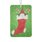 Christmas Gnome Red Hat in Stocking on Green Swirl Luchtverfrisser (Achterkant)