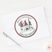 Christmas Gnome Santa Elf Reindeer Festive Xmas Ronde Sticker (Envelop)