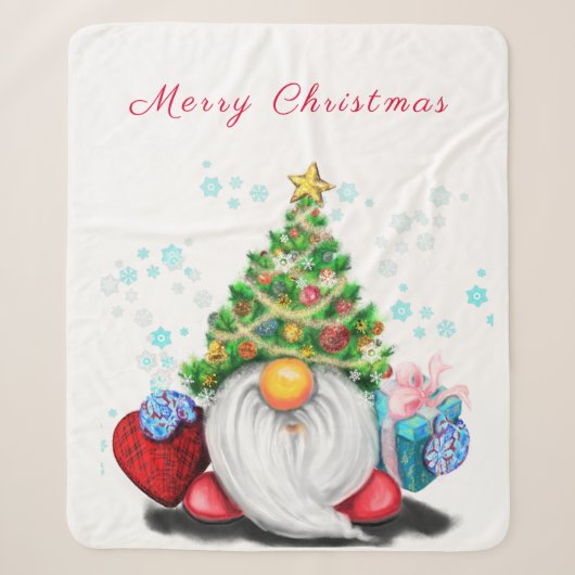Christmas Gnome Sherpa Blanket Deken (Voorkant)