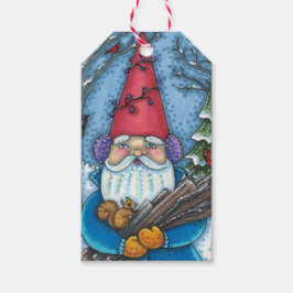 CHRISTMAS GNOME, SQUIRREL, WOODPECKER EN CARDINAL CADEAULABEL