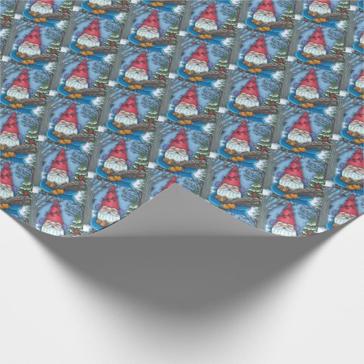 CHRISTMAS GNOME, SQUIRREL, WOODPECKER EN CARDINAL CADEAUPAPIER (Hoek)