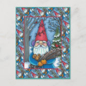 CHRISTMAS GNOME, SQUIRREL, WOODPECKER EN CARDINAL FEESTDAGENKAART (Voorkant)