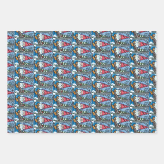 CHRISTMAS GNOME, SQUIRREL, WOODPECKER EN CARDINAL INPAKPAPIER VEL (Voorkant 2)