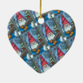 CHRISTMAS GNOME, SQUIRREL, WOODPECKER EN CARDINAL KERAMISCH ORNAMENT (Achterkant)