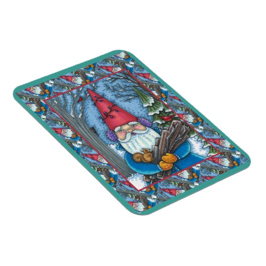 CHRISTMAS GNOME, SQUIRREL, WOODPECKER EN CARDINAL MAGNEET (Rechterzijde)