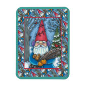 CHRISTMAS GNOME, SQUIRREL, WOODPECKER EN CARDINAL MAGNEET (Verticaal)