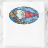 CHRISTMAS GNOME, SQUIRREL, WOODPECKER EN CARDINAL OVALE STICKER (Tas)