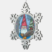 CHRISTMAS GNOME, SQUIRREL, WOODPECKER EN CARDINAL TIN SNEEUWVLOK ORNAMENT (Rechts)