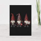 Christmas Gnome Trio Buffalo Check Plaid Petten Xm Kaart (Voorkant)