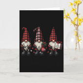 Christmas Gnome Trio Buffalo Check Plaid Petten Xm Kaart (Gele Bloem)
