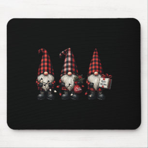 Christmas Gnome Trio Buffalo Check Plaid Petten Xm Muismat