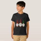 Christmas Gnome Trio Buffalo Plaid Lights Cute Xma T-shirt (Voorkant volledig)