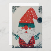 Christmas Gnome Waterverf Kaart (Voorkant / Achterkant)