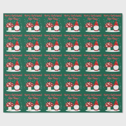 Christmas gnome with red mushroom custom Holiday Cadeaupapier (Vlak)