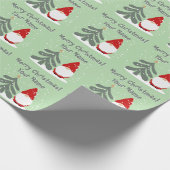 Christmas gnome with tree personalized Holiday Cadeaupapier (Hoek)