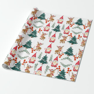 Christmas gnome wrapping paper Scandinavian  Cadeaupapier