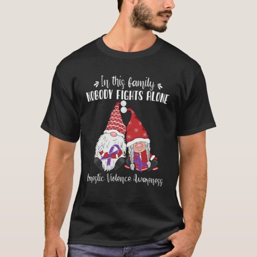 Christmas Gnomes Domestic Violence Awareness T-shirt (Voorkant)