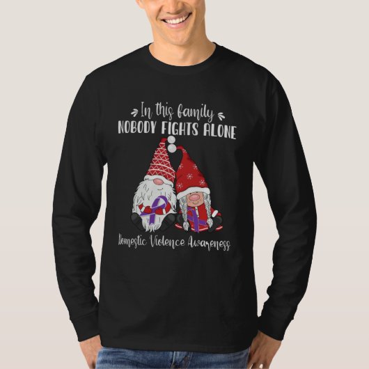 Christmas Gnomes Domestic Violence Awareness T-shirt (Voorkant)