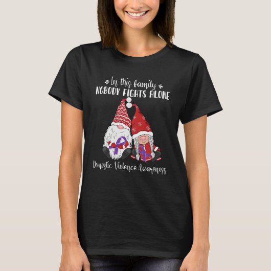 Christmas Gnomes Domestic Violence Awareness T-shirt (Voorkant)
