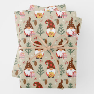 Christmas Gnomes Gift Pattern Inpakpapier Vel