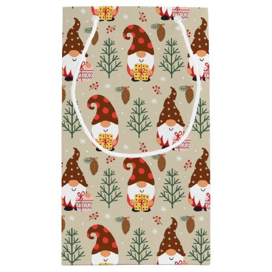 Christmas Gnomes Gift Pattern Klein Cadeauzakje (Achterkant)