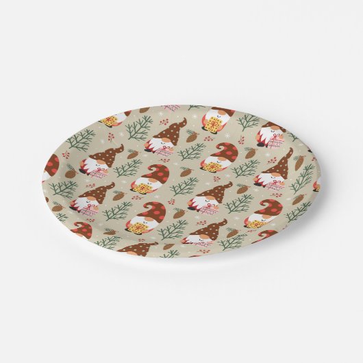 Christmas Gnomes Gift Pattern Papieren Bordje (Gekanteld)