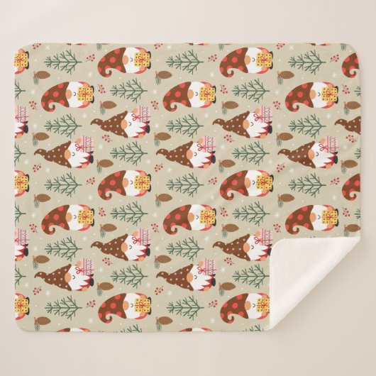 Christmas Gnomes Gift Pattern Sherpa Deken (Voorkant (horizontaal))