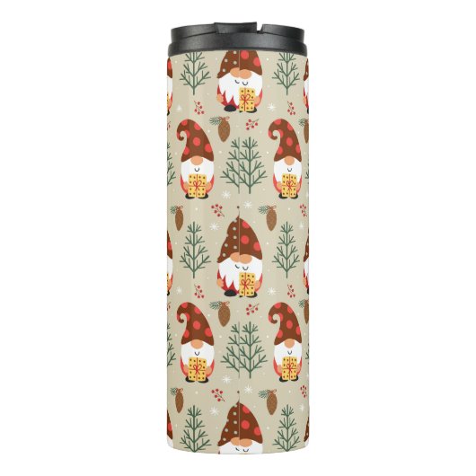Christmas Gnomes Gift Pattern Thermosbeker (Achterkant)