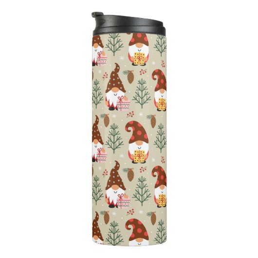 Christmas Gnomes Gift Pattern Thermosbeker (Geroteerd rechts)