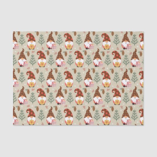 Christmas Gnomes Gift Pattern Tissuepapier (Voorkant)