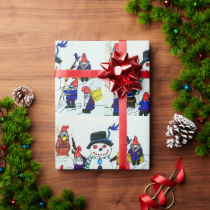 CHRISTMAS GNOMES IN DE SNEE CADEAUPAPIER