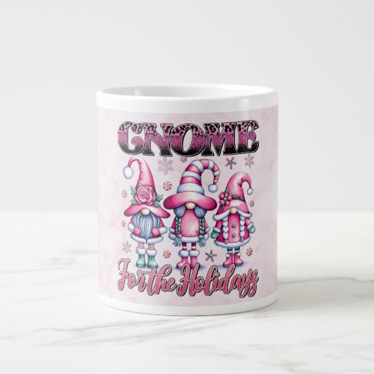 🎄 Christmas + Gnomes + Pink Aesthetic + Holiday Grote Koffiekop (Voorkant)